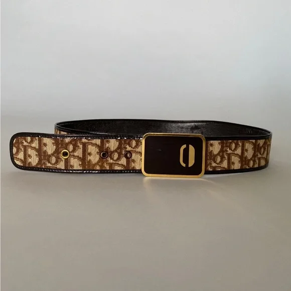 Christian Dior vintage trotter belt with gold CD belt buckle. Christian Dior Leather Waist Belt - Blue Belts, Accessories  main image 4